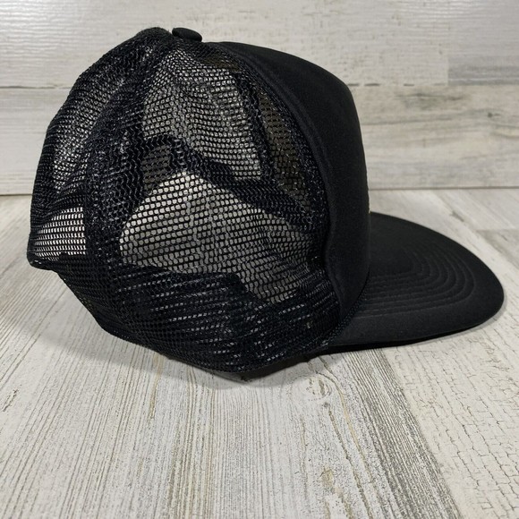 Vtg Nissin Snapback Black Trucker Hat Mesh Foam Cap Wayne Peterson Home Repairs - Picture 3 of 5